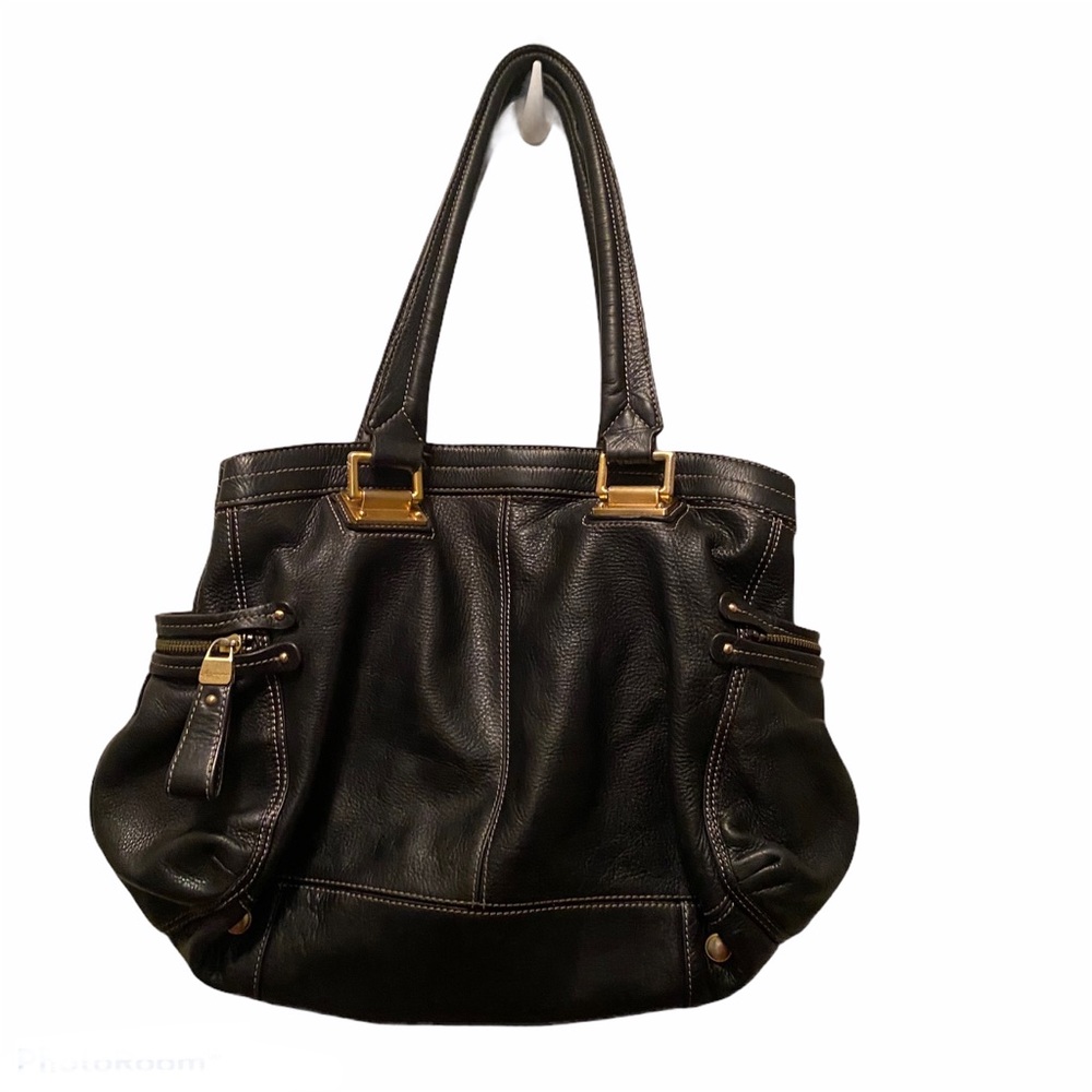B. Makowsky Black Leather tote bag